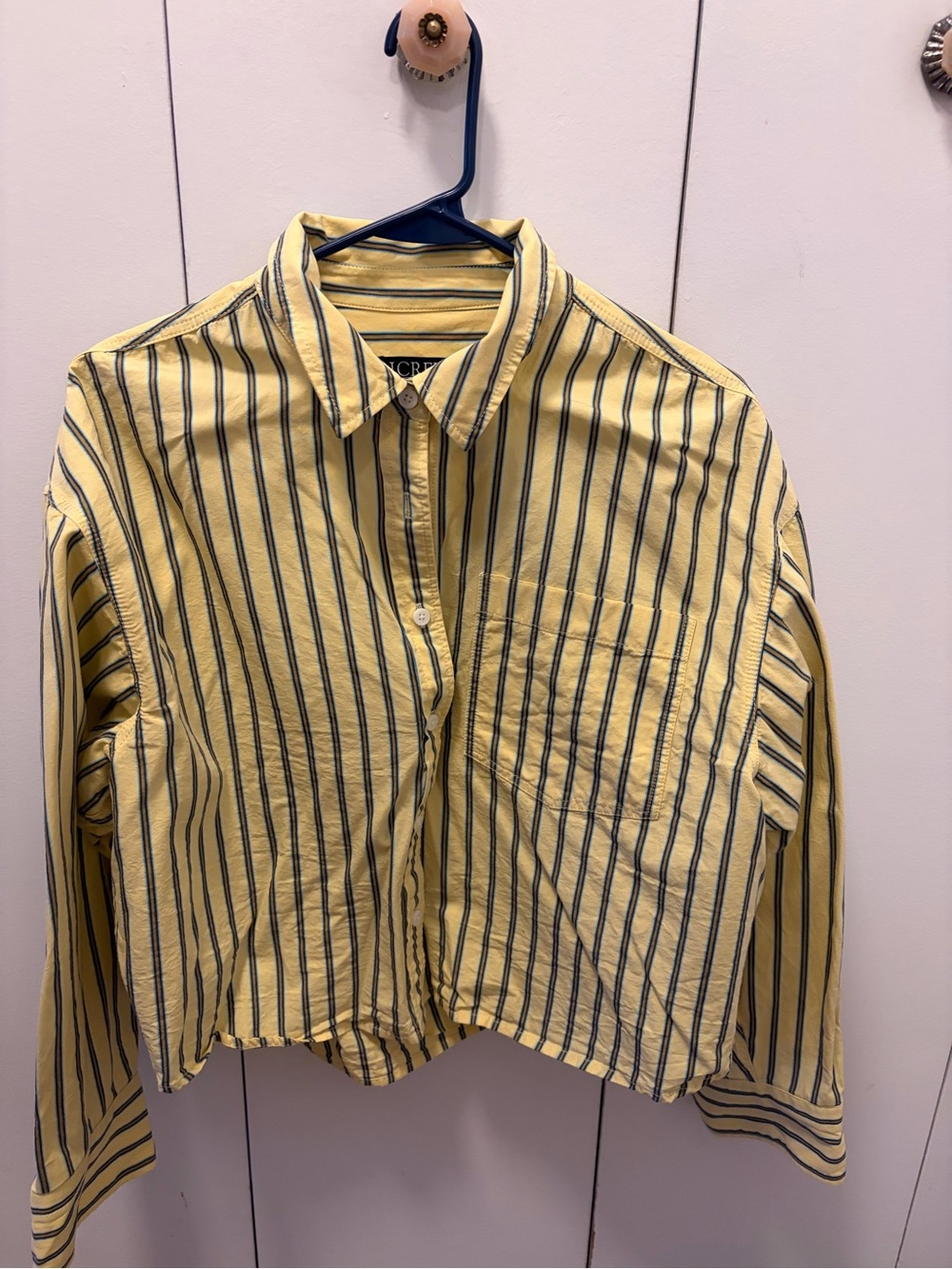 J. Crew Yellow and Navy Striped Button-Down Shirt